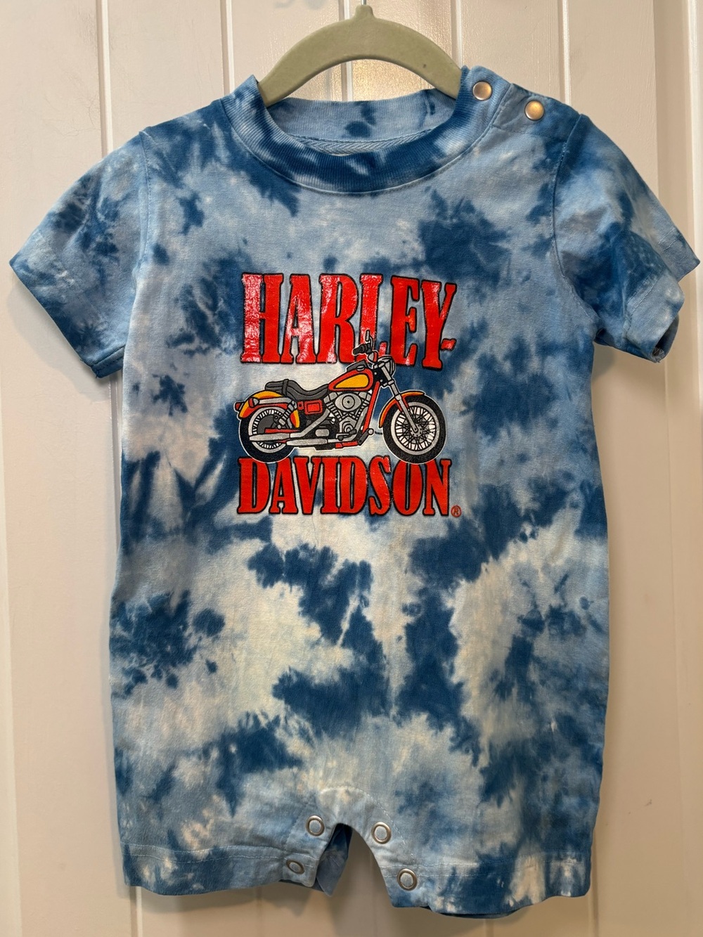 Vintage Harley Davidson Tie Dye Romper Shorts Size 12M